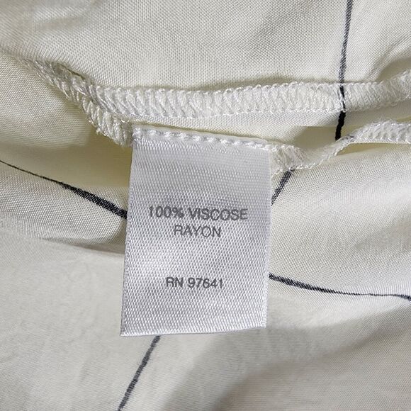 J Jill Womens Tunic Blouse Medium Popover Ivory Windowpane Check Half Button - Picture 8 of 9